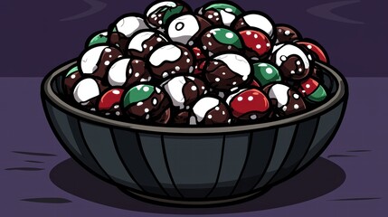 Colorful Chocolate Candies in Decorative Bowl Displaying Festive Treats