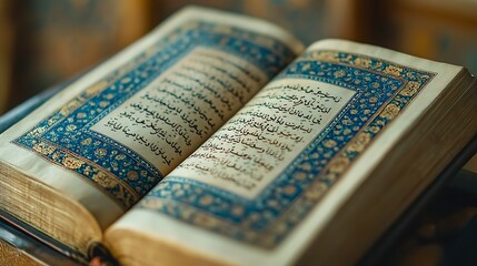 Ornate Open Book Displays Arabic Script
