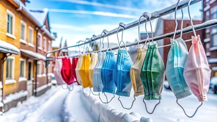 Surreal KN95 Masks on Hanger, Post-Blizzard