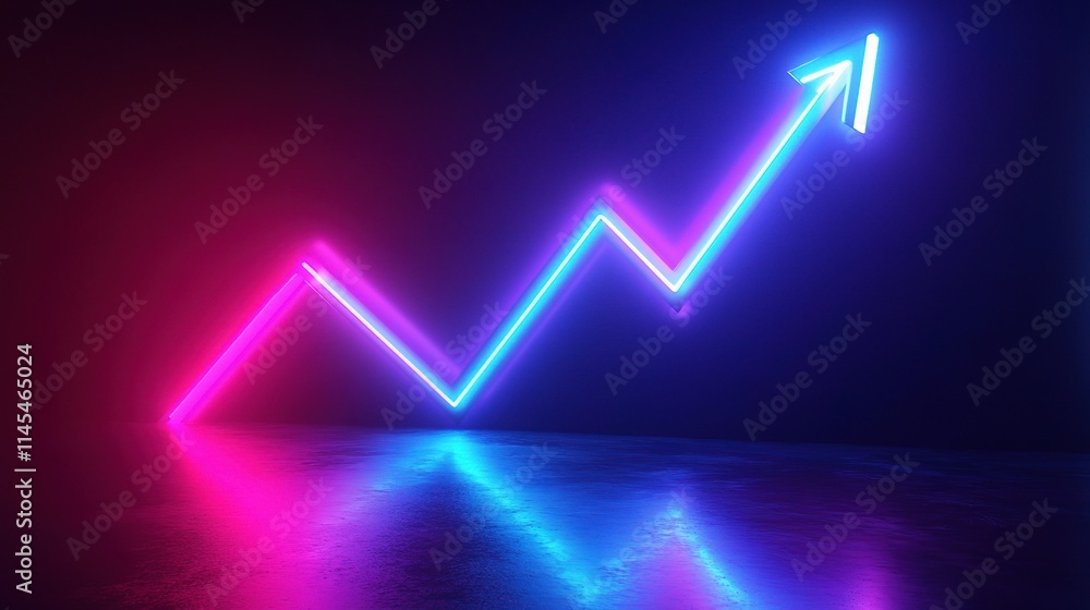 Poster digital transformation chart with futuristic neon arrow design