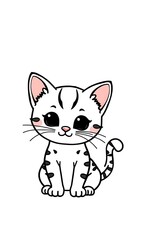 Obraz premium Sitting white kitten digital art with cute style. AI Generated