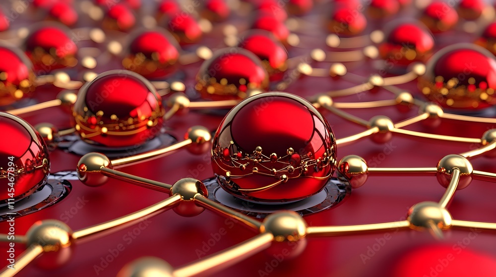 Poster red & gold network connection abstract - abstract backgrounds