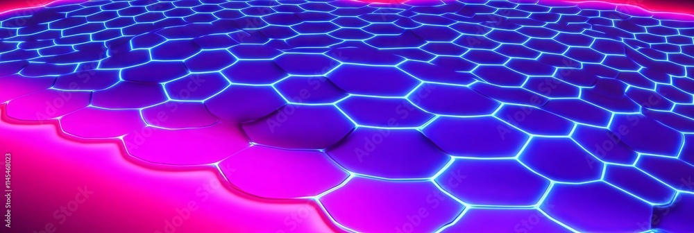 Aufkleber abstract hexagonal pattern with neon blue and pink gradient