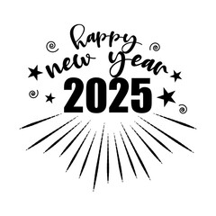 Happy new year vector with fireworks. Happy new year 2025.