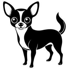 Chihuahua Dog Silhouette on White Background in Vector illustration  