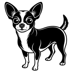 Chihuahua Dog Silhouette on White Background in Vector illustration  