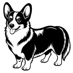 Dog Silhouette on White Background in Vector illustration  