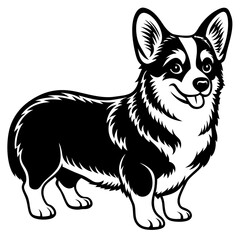 Dog Silhouette on White Background in Vector illustration  