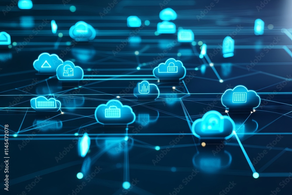 Poster abstract visualization of cloud computing network and data storage