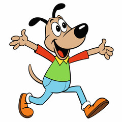 Dancing and Funny dog on white background