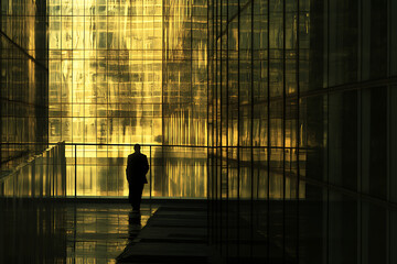 A serene moment captured in the urban rush golden reflections highlighting architectural beauty