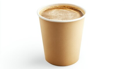 A steaming cup of coffee in a brown paper cup. Perfect for cafe, coffee shop, or beverage menus.