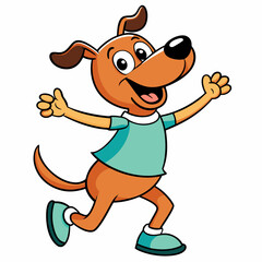 Dancing and Funny dog on white background