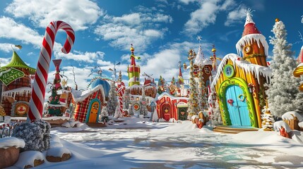 Christmas village whoville fantasy christmas background
