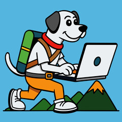 dog with laptop on Tour