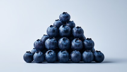 pyramid of blueberries isolated on white background