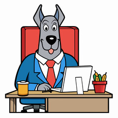 Businessman working on computer on white Background