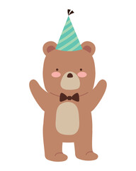 cute bear with birthday hat