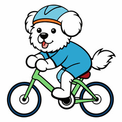 Cycling Dog on white background