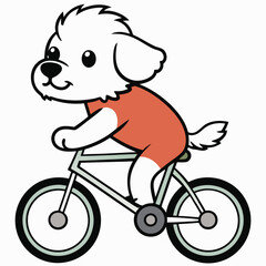 Cycling Dog on white background