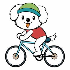 Cycling Dog on white background