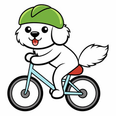 Cycling Dog on white background