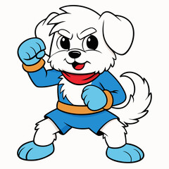 Maltese dog fighting on white background