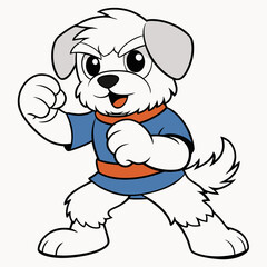 Maltese dog fighting on white background