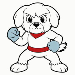 Maltese dog fighting on white background