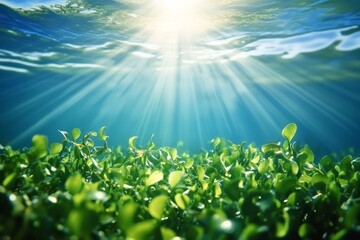 Obraz premium Kelp Flourishing Under Sunlight on Water Surface