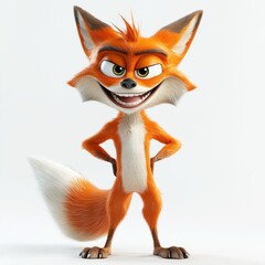 Fototapeta premium A cartoon fox character with a confident pose and expressive features.