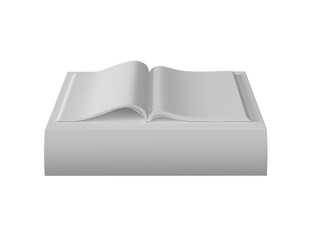 an empty book is open and has a white cover.
