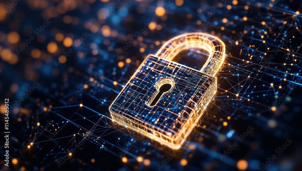 Aufkleber a digital lock symbolizing cybersecurity and data protection in a networked environment.