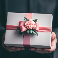 Hands Gently Holding a Beautifully Decorated Gift Box