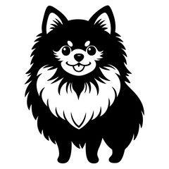 Pomeranian dog Silhouette on white background on Vector and illustration