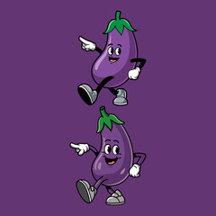 Cartoon Eggplant Character Illustration