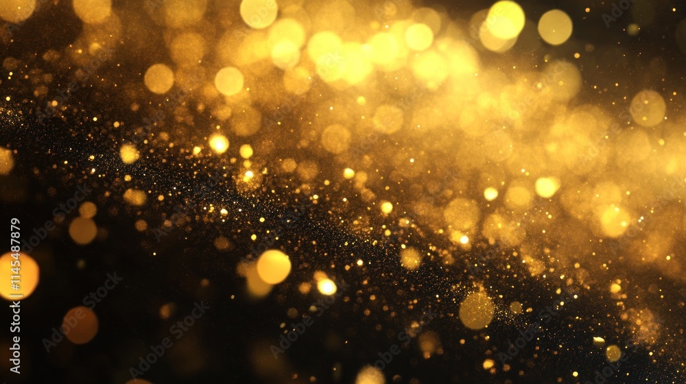Poster a shimmering background of golden particles creating a festive and luxurious atmosphere.