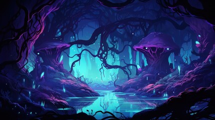 Ethereal Glow Illuminates a Mystical Forest Stream