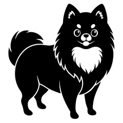 Pomeranian dog Silhouette on white background on Vector and illustration