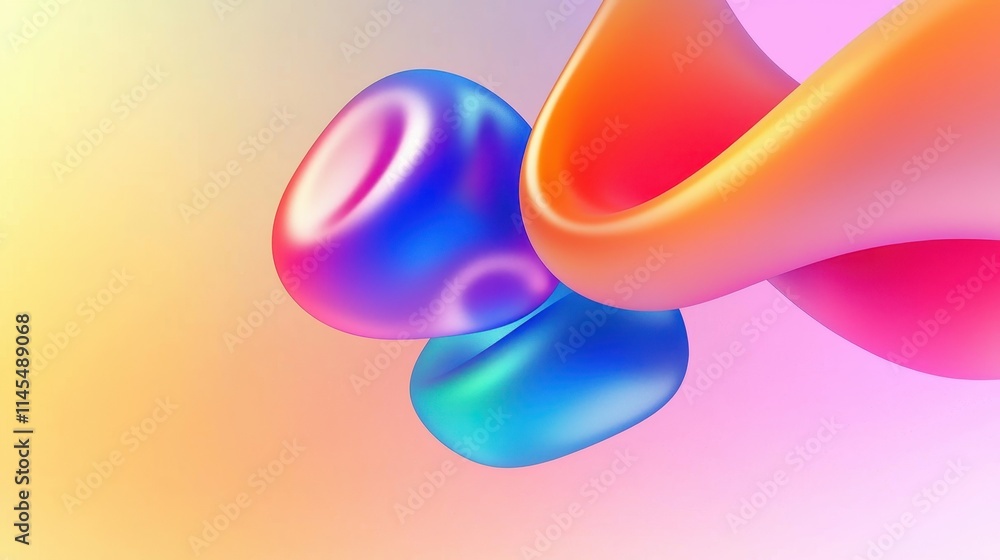 Poster abstract colorful shapes with fluid curves and smooth surfaces
