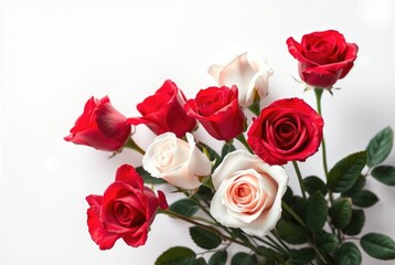 A stunning bouquet of red and white roses captures the essence of romance and celebration, perfect for Valentine's Day, birthdays, and heartfelt moments
