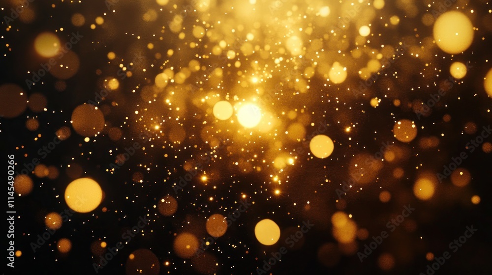 Poster a shimmering background of golden particles creating a magical, festive atmosphere.