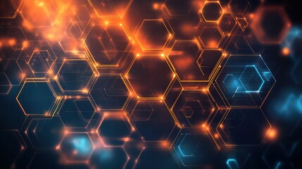 Hexagonal abstract technology background. electric glow hexagonal background. vector illustration.
