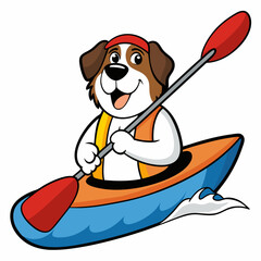 Naklejka premium Kayaking Dog Silhouette vector and illustration on white Background For T-Shirt 