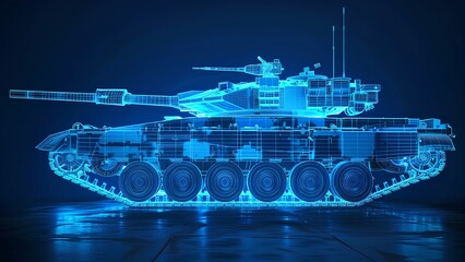 Obraz premium Futuristic Tank Design in Digital Blueprint