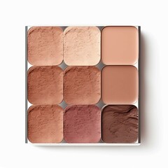 Fototapeta premium Brown Makeup Pallet, Isolated on white background, flat lay 