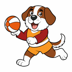 Basketball Plying Dog Silhouette vector and illustration on white Background For T-Shirt