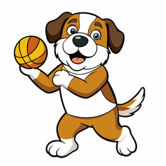 Basketball Plying Dog Silhouette vector and illustration on white Background For T-Shirt