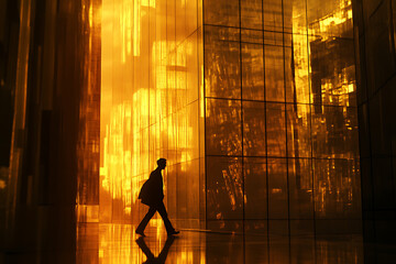 Reflected golden light creates a kaleidoscope effect on urban streets
