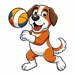 Basketball Plying Dog Silhouette vector and illustration on white Background For T-Shirt